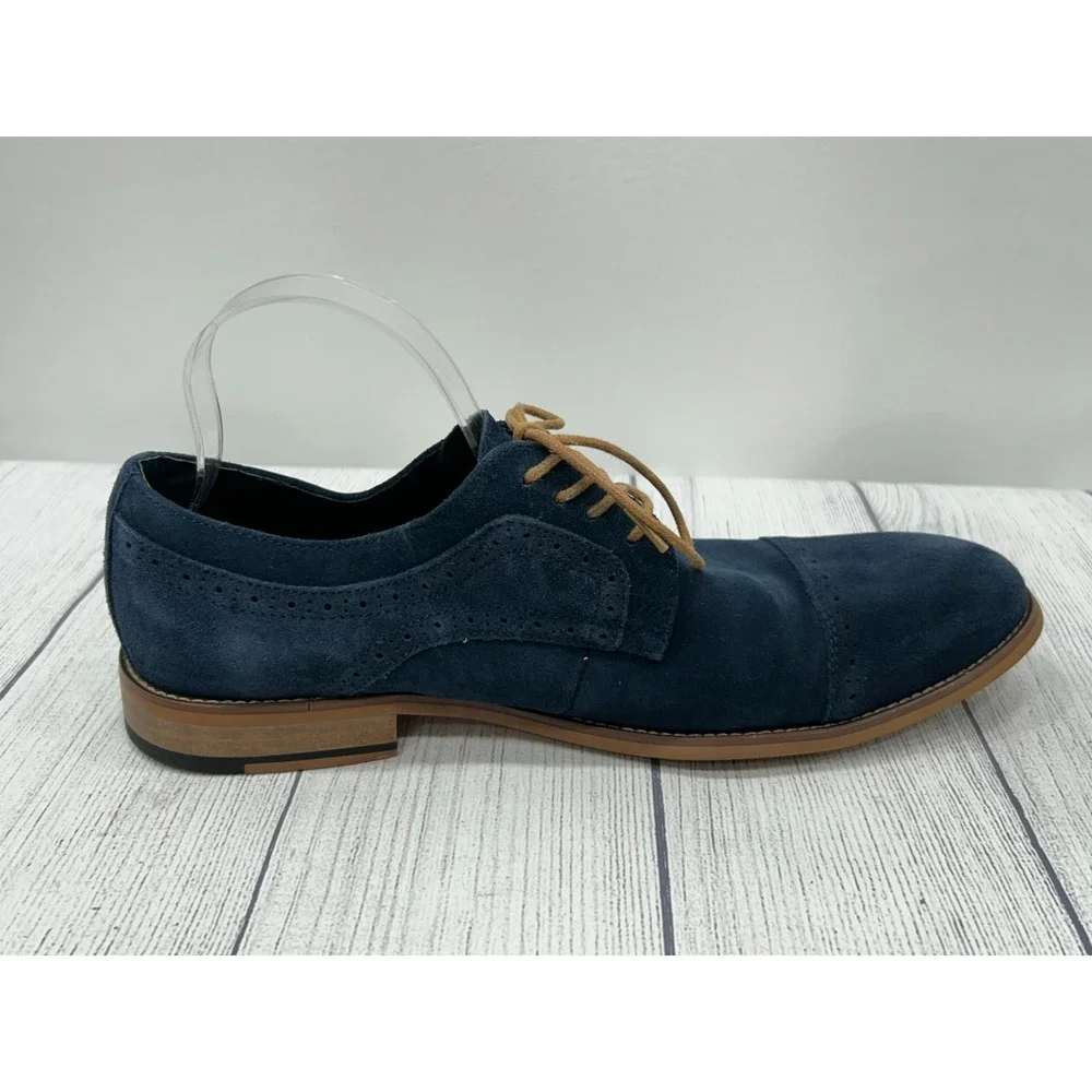 Stacy Adams Oxfords Mens 11 Blue‎ Leather Lace Up Cap Toe Dress Shoes